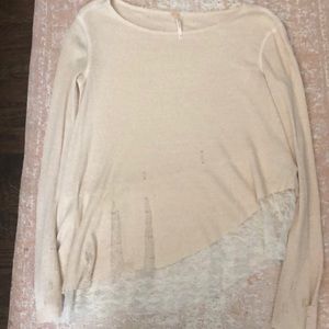 Free People distressed lace top XS